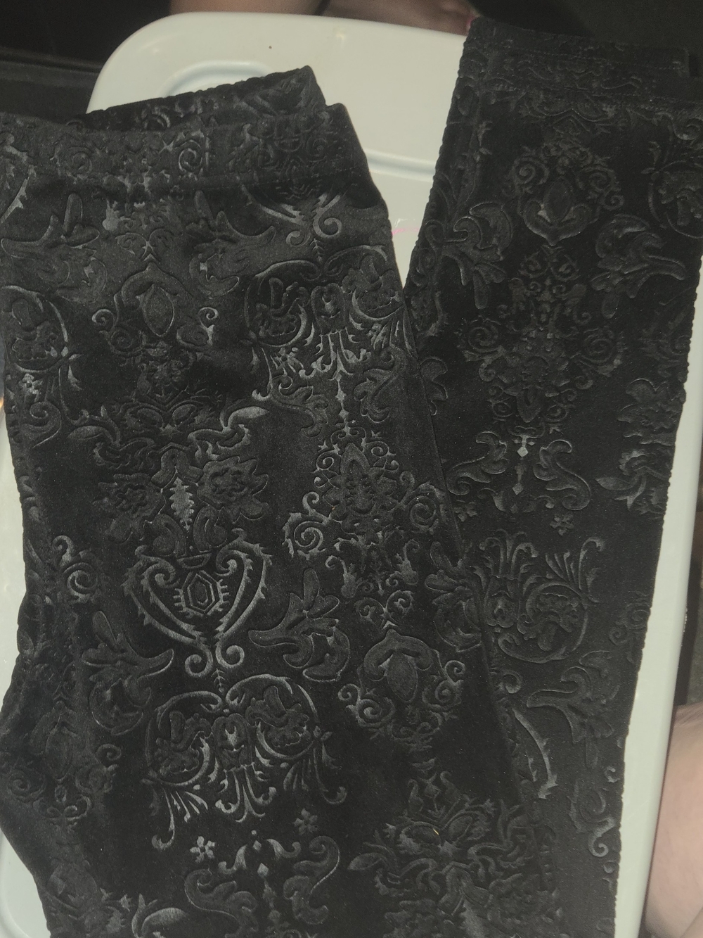 Velvet Embossed Black Leggings
